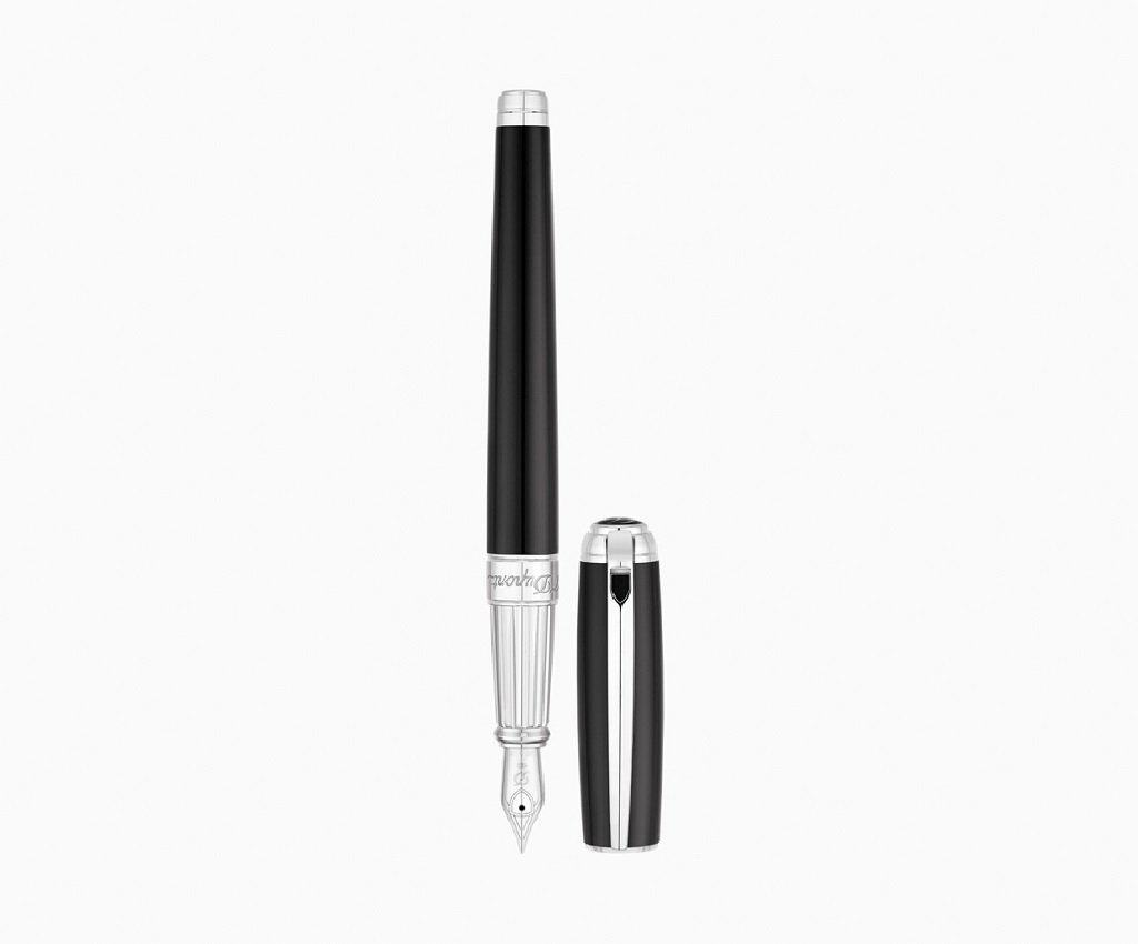 Line D Large Black Lacquer &amp; Palladium Fountain Pen